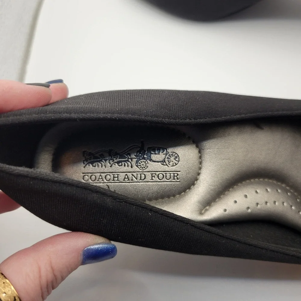 Coach and Four Women Black Slip On Satin Pump with 2.5 Inch Heel Size 7.5 Office